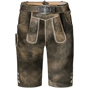 Schöneberger Liam Klederdrachtbroek voor heren, kort, met klederdrachtriem, antieke klederdrachtbroek, Bruin-vintage, 46