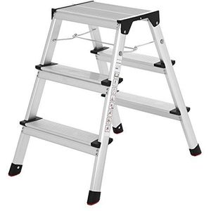 SONGMICS Ladder, trapladder, aluminium ladder met 3 treden, staande ladder, multifunctionele ladder, tot 150 kg belastbaar, zilver-zwart GLT23K
