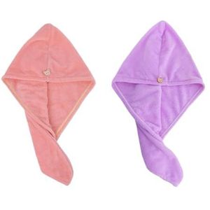Handdoekenpakket, Snel drogende haardroogkap, veelkleurig, 4 stuks(Pink-purple)