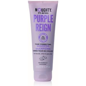 Noughty 97% Natural Purple Reign Tone Correcting Shampoo for Blonde, Grey or Silver Hair to Banish Brassy Tones with Blueberry and Blackcurrant, Sulphate Free Vegan Haircare, 250ml