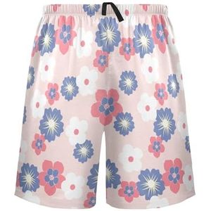 LI ZHI XIN Herenpyjamabroek, korte pyjamabroek, zomer casual shorts, elastische tailleband met trekkoord, rechte losse pasvorm met 2 zakken, S-XXL kleurrijke bloemenpatronen, Meerkleurig, S