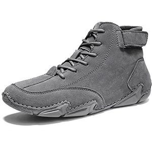 HARZONLI laarzen Winter Heren Laarzen Suède Leer Met Bont Enkellaars Heren Vrijetijdslaarzen Laarzen Heren Casual Sneakers(Grey,46)