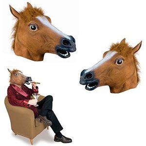 Deluxe Volwassen Paardenmasker Paardenhoofdmasker Bruin met Bont