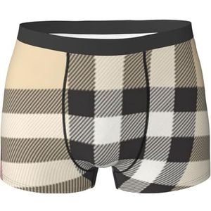 ZJYAGZX Grijze geruite lijnen print boxershorts voor heren - comfortabele ondergoed trunks, ademend vochtafvoerend, Zwart, S