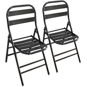 Opvouwbare Metalen Stoelen 2-pack, Stoelen voor Feesten, Draagbare Opvouwbare Stoel voor Binnen en Buiten(Black)