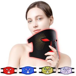 USUIELIGHT Led-gezichtsmasker, lichttherapie, 4 kleuren, led-masker met roodlichttherapie, voor alle huidtypes, gezichtsverzorging, thuisgebruik, reizen, zwart