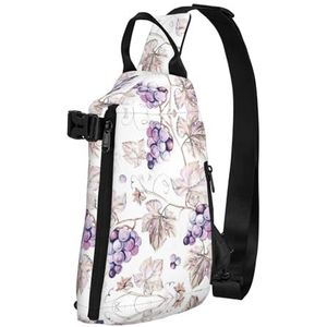 EdWal Sugar Horror Schedel En Bloemen Print Sling Bag Wandelen Dagrugzak Crossbody Schouder Borst Outdoor Reizen Rugzak Voor Vrouwen Mannen, Mooie Druivenbladeren, Eén maat