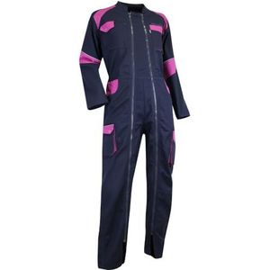 LMA 401021 ORGE Overall met dubbele sluiting, donkerblauw/roze, maat 1