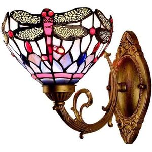 Tiffany Stijl Dragonfly LED Wandlamp, Gekleurde Glazen Wandlamp, Woonkamer/slaapkamer/hal Nachtkastlamp