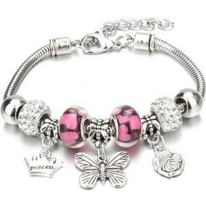 Bedelarmband & armbanden sieraden wit hart vlinder kroon kralen armbanden merken armbanden passen vrouwen meisje vriendschap cadeau