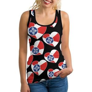 Wichita vlag hart dames tanktop mouwloos T-shirt pullover vest atletische basic shirts zomer bedrukt