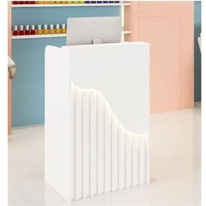 YFAURNDE Moderne Verkoopbalie, Moderne kleine receptiebalie,toonbank met afsluitbare laden, Redelijke interne structuur, grote opslagcapaciteit, café, kantoor(White,60cm/23.6in)