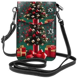 yefan Ronde bal kerstboom ritssluiting crossbody tas, &vrouwen schoudertas met kaartsleuf, verwijderbare schouderriem, 19,2 x 12,5 cm., Zwart, Eén maat