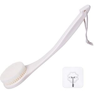 Rugborstel massageborstel badborstels, niet beschimmelde doucheborstel lichaamsborstel scrubber met lange steel (crème)