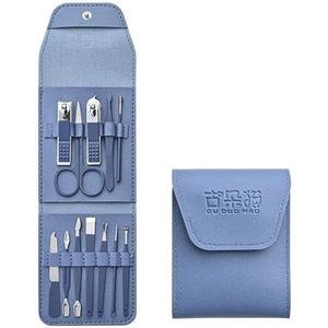 Manicureset, nagelknipperset, Verpakking van 12 veelkleurige nagelknippers, manicure en pedicuresets(Blue 12-piece Set)