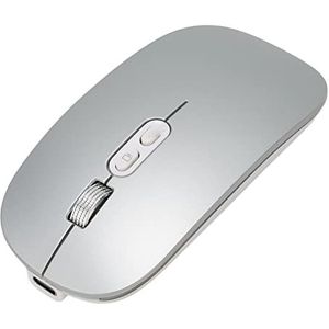 Draagbare -Muis, Dual Mode Type C Charge Responsive Stil Ergonomisch Ontwerp 2.4G Draadloze Muis voor Telefoon met Kleurrijk Licht voor (Zilver grijs)
