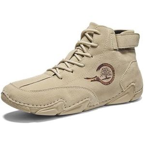 Men's Waterproof Suede Chukka Ankle Boots For Hiking Camping & Driving All Season Fashion Retro Side Zip Men's Boots (Color : Khaki, Size : EU 44)