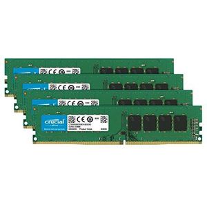 Crucial CT4K16G4DFD824A Geheugenkit 64GB (16GBx4) (DDR4, 2400 MT/s, PC4-19200, Dual Rank x8, DIMM, 288-Pin)