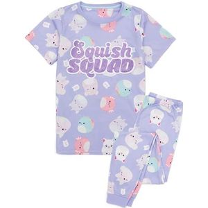 Squishmallows Meisjes Pyjama | Kids Plushies Paarse Top met korte mouw Lang broekje | Personages Squishy Soft Stuffed Pluche Animal Merchandise