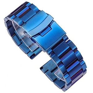 Horlogeband roestvrij stalen horlogeband blauw zwart goud dameshorlogeband schakelarmband 18 mm 20 mm 22 mm 24 mm horlogeaccessoires (kleur: zilver, maat: 18 mm)