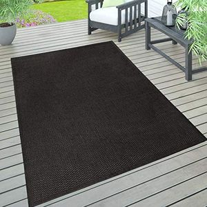 vloerkleed voor binnen en buiten, terras en balkon, weerbestendig effen met structuur, Maat:300x400 cm, Kleur:Zwart