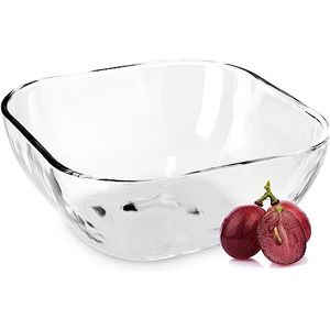 KADAX Glazen kom, vierkante fruitschaal van robuust glas, slakom in 3 verschillende maten, vaatwasmachinebestendige glazen schaal, transparante snackschaal voor fruit (16 cm, 1 stuk)