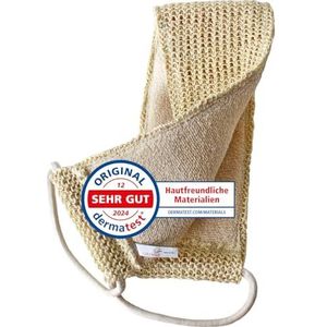 Massageband 2-zijdig - rugscrubber voor lichaamsscrub, rugmassage en droge massage - biologisch sisal en katoen