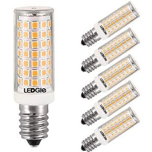 LEDGLE 8W LED gloeilampen E14 LED-lamp 88 LEDs 700lm, warm wit, 3000K, groothoek, 6 stuks