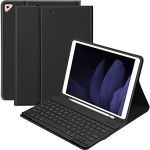 BQSS Toetsenbordhoes, Draadloos Magnetisch Afneembaar Toetsenbord voor iPad 9e/8e/7e, voor iPad Air 3e Gen/Pro 10.5"" Stand Tablet Cover met Ingebouwde Potloodhouder (zwart)