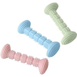 Rubberen hond kauwspeelgoed hond molar training tandenborstels tanden schoonmaken speelgoed kleine honden borstelstok huisdieren benodigdheden grote puppy speelgoed schoonmaken besteedt energie slijpen tanden (Kleur: roze groen blauw 3 stuks)