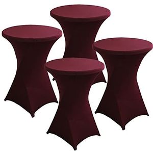 Fitted Spandex Patio Table Covers, Spandex Cocktailtafelhoezen Pak van 4 Veelkleurige Verschillende Maten(Maroon,80x110cm)