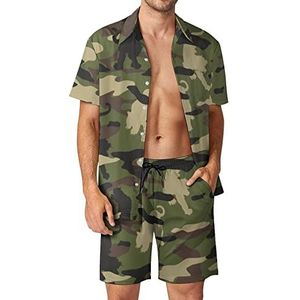 Tijger camouflagepatroon Hawaiiaanse sets voor mannen Button Down Trainingspak met korte mouwen Strand Outfits S