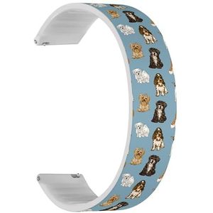 RYANUKA Solo Loop band compatibel met Ticwatch Pro 3 Ultra GPS/Pro 3 GPS/Pro 4G LTE / E2 / S2 (Cute Dogs Collection) Quick-Release 22 mm rekbare siliconen band band accessoire, Siliconen, Geen