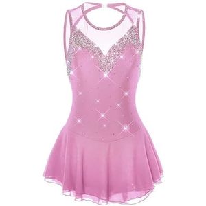 Nnnydjy Kinderen Kunstschaatsen Dansjurken Meisjes Mouwloos Professioneel IJsschaatskostuum Gymnastiekkleding Eenvoudig Royaal Leotard Balletrok Handgemaakt,B,11_13Years