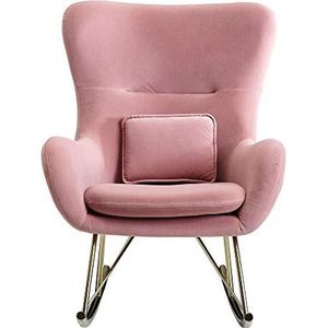 KADIMA DESIGN Schommelstoel roze fauteuil fluwelen / metalen schommelstoel 74x101x89cm modern