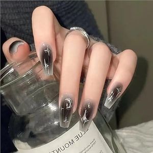 Kleurverloop nepnagels Franse ballerina nagels waterdichte imitatie middelgrote kist nepnagels opdrukbare nageltips(CC2,XS)