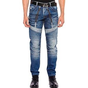 Cipo & Baxx Jeans voor heren, straight fit, regular opvallend, denim, ritssluiting, broek, jeansbroek, blauw, blauw, 30