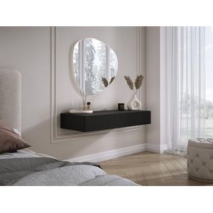 Hangende kaptafel met twee lades, gecanneleerde voorkant - Kleur: Zwart, 100 x 40 x 16 cm