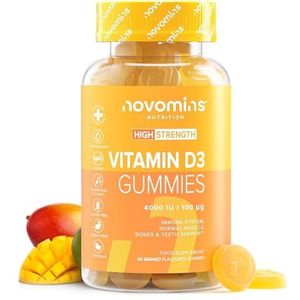 Vitamine D Gummies - High Strength 4000 IE Volwassen Vitamine D3 Gummies - Kauwgommy Vitaminen - Vegetarisch - Glutenvrij - Vitamine D Gummies van Novomins