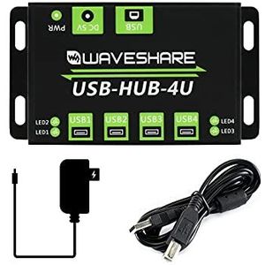 Industrial Grade 4U USB HUB, 4 Port USB 2.0 Hub Adapter for Industrial Office Environments with Higher-level Device Requirements, Onboard LED Indicators,ESD Protection,Over-voltage Protection