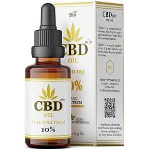 HEMP PHYTOMEDICAL CBDoliv olie 10% | CBD-olie volledig spectrum - biologisch hennepextract | zuiver en natuurlijk, Made in Italy