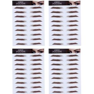4pcs 6D Hair Like Authentic Eyebrows Waterproof Eyebrow Semi Permanent Tattoo Stickers Brow Shaper for Women Men Makeup (Pattern 4)