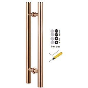 HSIRYAOHD Commerciële roestvrijstalen duwtrekdeurgreep voor glazen of houten deuren, zwaar belastbare geborstelde schuifdeurgreep trekken, rug aan rug model (kleur: roségoud, maat