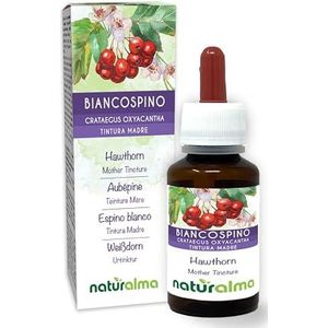 Tweestijlige meidoorn (Crataegus oxyacantha) bladeren en bloemen Alcoholvrije moedertinctuur Naturalma - Vloeibaar extract druppels 60 ml - Voedingssupplement - Veganistisch