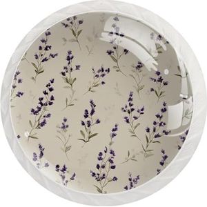 Leuke lavendel bloemen en salie groene bladeren patroon ronde kristallen lade dressoir knoppen set van 12, deur kast kast hardware knop met schroeven, thuiskantoor kinderkamer decor