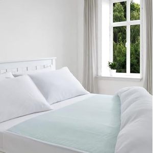 Incontinentie-onderlegger, wasbaar, incontinentie-oplegger met vleugels, 85 x 180 cm (voor tweepersoonsbed), mintgroen