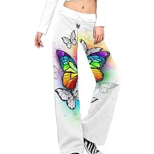 Regenboog Vlinder Yoga Broek Voor Vrouwen Casual Broek Lounge Broek Trainingspak met Trekkoord L