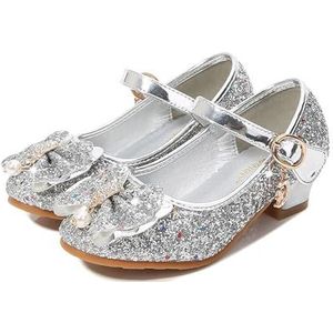 Schoenen voor kinderen, meisjes, pailletten, elegante prinsessenschoenen, glitterpantoffels, schoenen voor schoolprestaties, paarse schoen voor pasgeborenen, prinsessenschoenen voor meisjes (zilver,