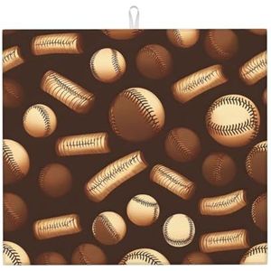 Retro Baseball Brown Super Absorberende Microfiber Schoonmaakmat,Essentiële Keuken Teller Droogmat