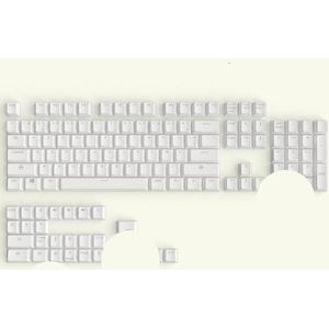104 aangepaste ABS-keycaps voor mechanische toetsenborden, compatibel met Koreaans, Frans, Spaans, Duits, Russisch, RGB, backlight-opties (Frans-wit)